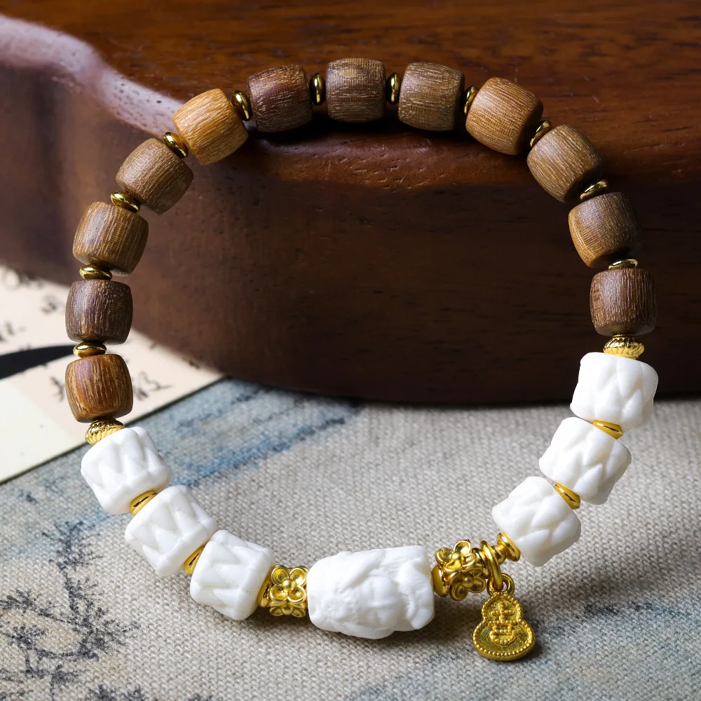 Jiangzhen Fragrance Paired with Deer Antlers Root Bracelet Original Handwritten Composition Playing Chinese Handstring bracelets