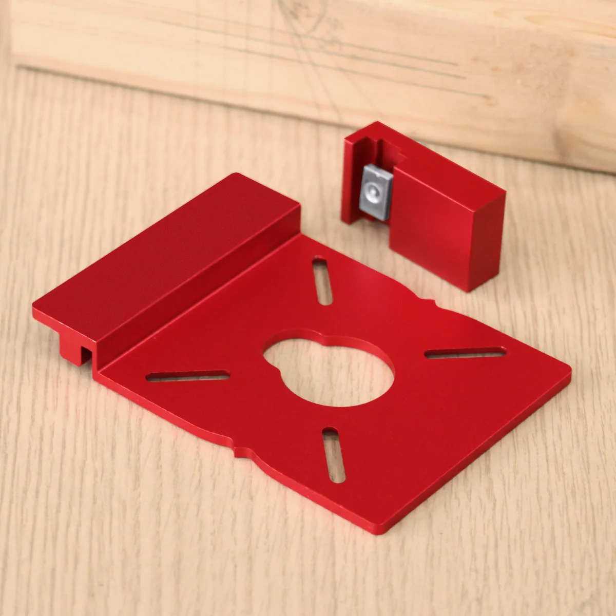 Guide Rail Adapter with Limiter, Aluminum Alloy Straight‑Line Grooving Bracket, Woodworking Auxiliary Jig for Router Trimmer