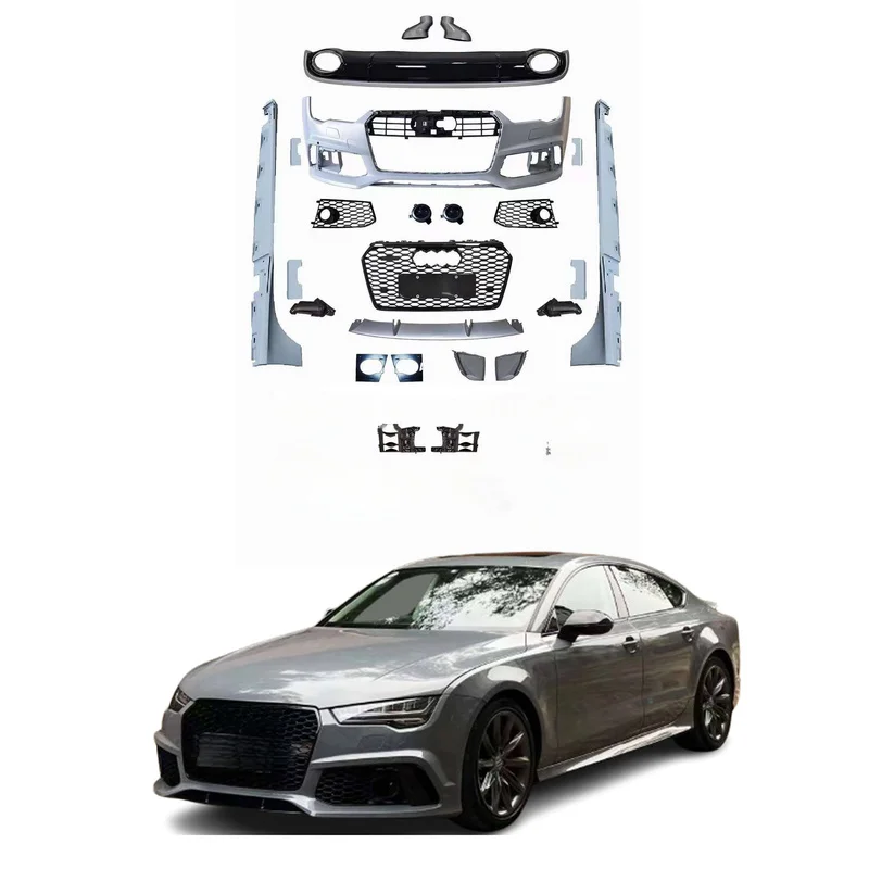 High Quality 2012-2015 RS7 Style Wide Body Kit Front Rear Bumper Diffuser Side Skirts Grille PP Material Perfect Bolt On