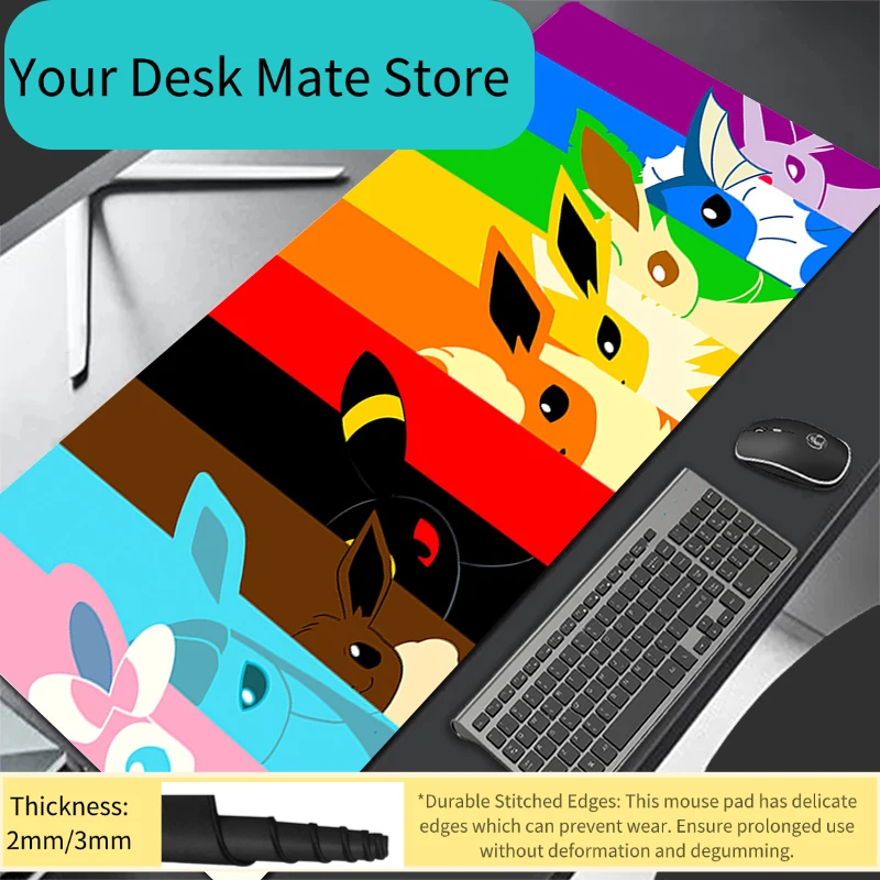 

Коврик для клавиатуры и мыши в стиле японского аниме, милый коврик для стола с Покемонами, игровой коврик для ПК с Генгаром и Иви, офисный коврик, домашний коврик для стола