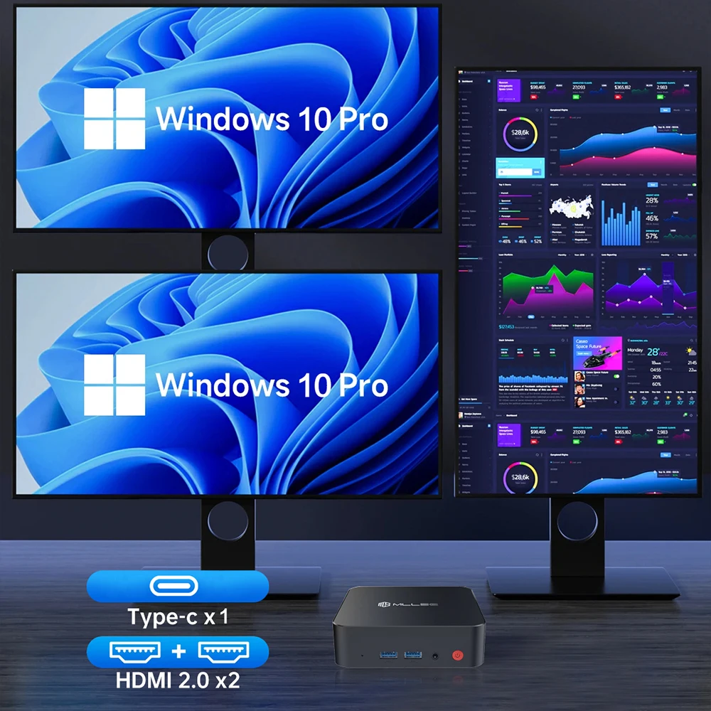 MLLSE M2 Pro Mini PC Poderoso 8 GB de RAM, 256 GB SSD, Intel J3710, Windows 10 - Compacto e Ideal para Casa, Negócios e Jogos