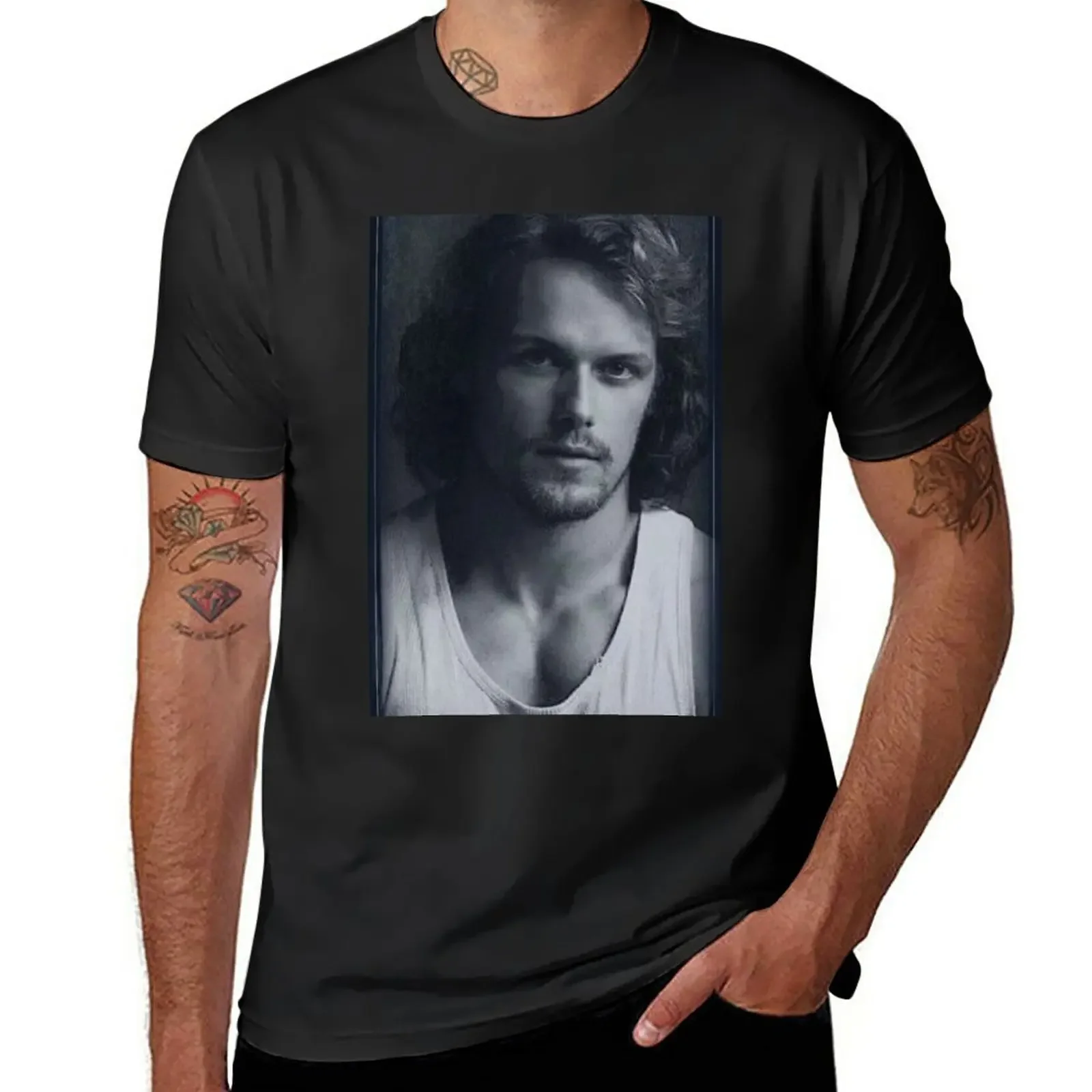 New sam heughan T-Shirt quick-drying plain oversized t shirt workout shirts for men