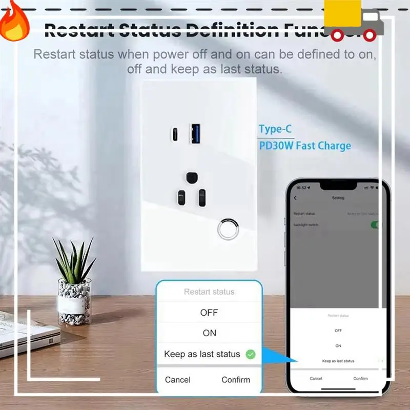 

Discount-Wifi Smart Tuya 15A Wall Socket USB TYPE-C Plug Outlet Power For Alexa For Google Home Smart Life A EU Plug