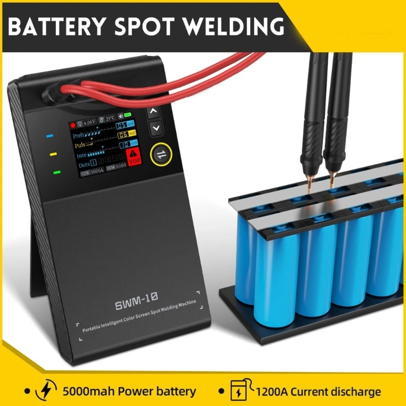 Mini strumento saldatura SWM-10 18650 Saldatore a punti per batteria Saldatore a batteria portatile con efficienza 2 in