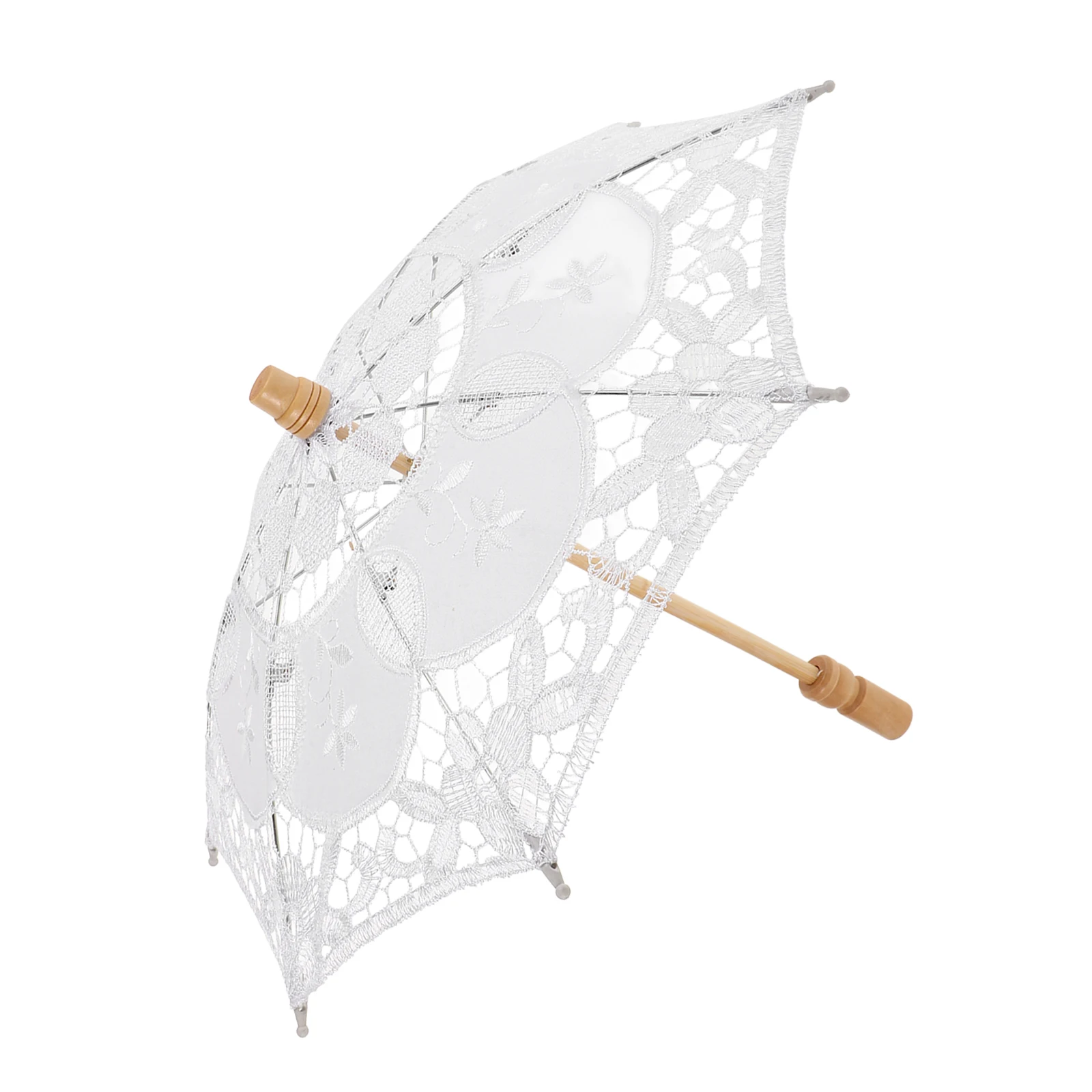 

Cotton Lace Elegant Wedding Prop White Bride Flower Embroidery Parasol Wedding Sun Umbrellas Bridal Tea Party Royal Style