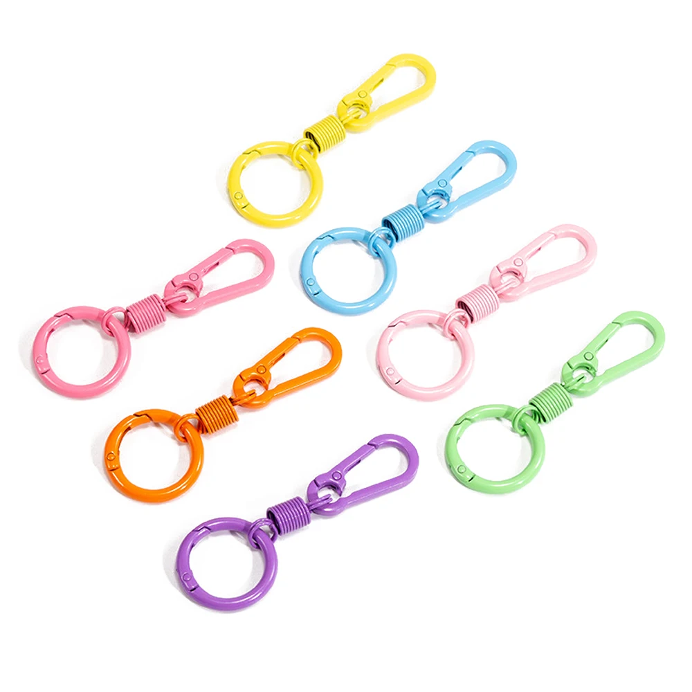 2pcs Colorful Spring Keychain Carabiner Buckle Key Rings