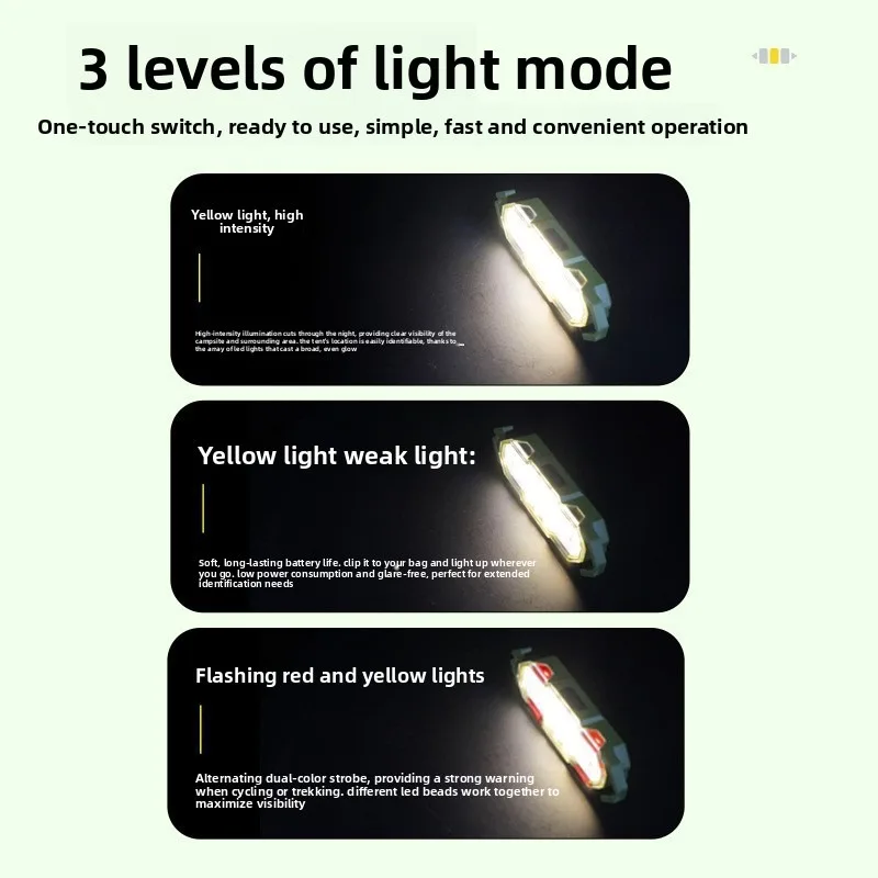 Portable Outdoor Camping Tent Light with Long Battery Life Wind Rope Emergency Warning Light Strong Magnetic Double Hook Lantern