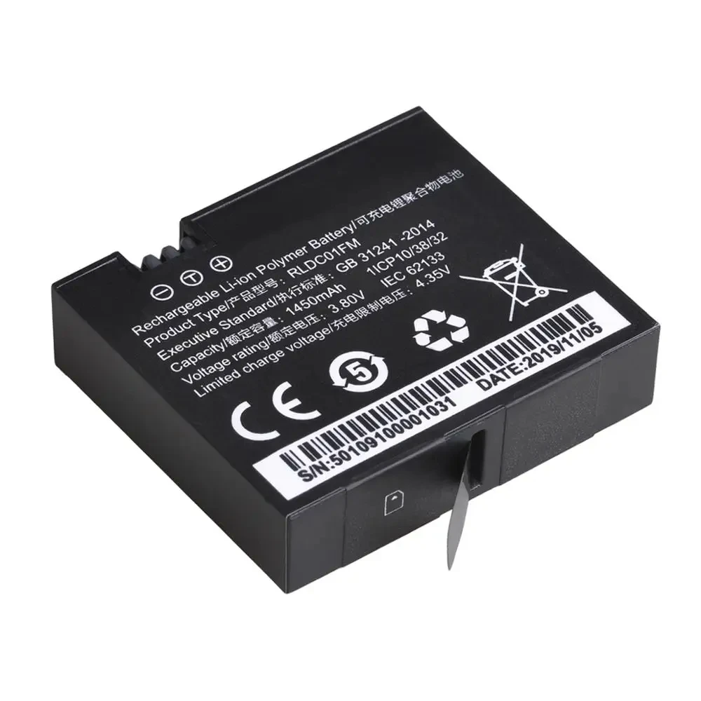 1450mAh Li-ion Battery RLDC01FM Bateria + Charger for Xiaomi MiJia 4k Sports Action Xiao Mi Mi jia Camera Accessories