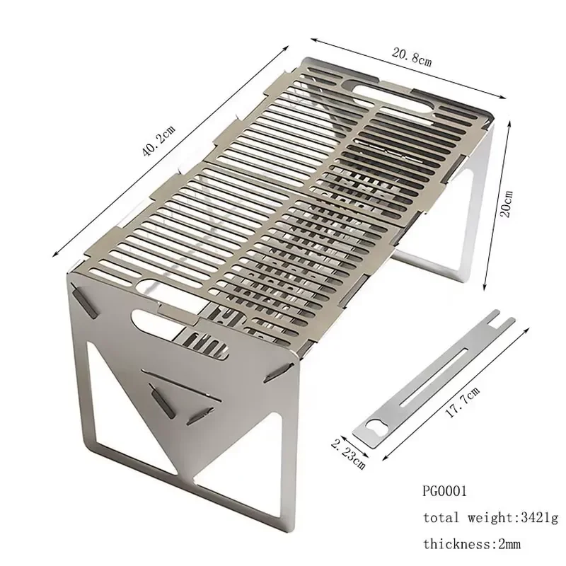304 Stainless Steel Portable Charcoal BBQ Grill for Outdoor Camping Picnic Cooking Compact Foldable Barbecue Grate Outdoor