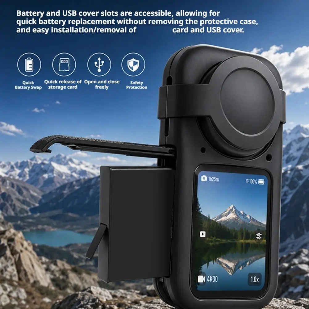 Silicone Protective Case for Insta360 X6 Panoramic Sports Camera by Shadow Stone Lens Protection Accessories