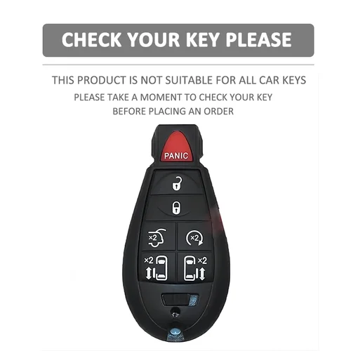Imagen 2 del producto Funda de silicona para llave de coche con 7 botones, funda de piel para Jeep Commander Dodge Grand Caravan Chrysler Grand Voyager Town Country, juego remoto