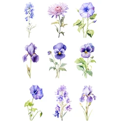 PurpleOrchid Flower Heat Sticker On Clothes DIY Washable Iron On patches For Clothing Bag Colorful Patch On ClothesHat Appliqued