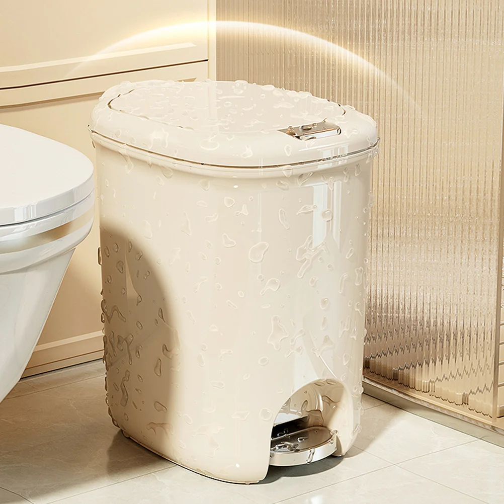 

Flip Top Trash Can Large Capacity Plastic Pedal Waste Container For Kitchen Bathroom Living Room Home Hotel Use