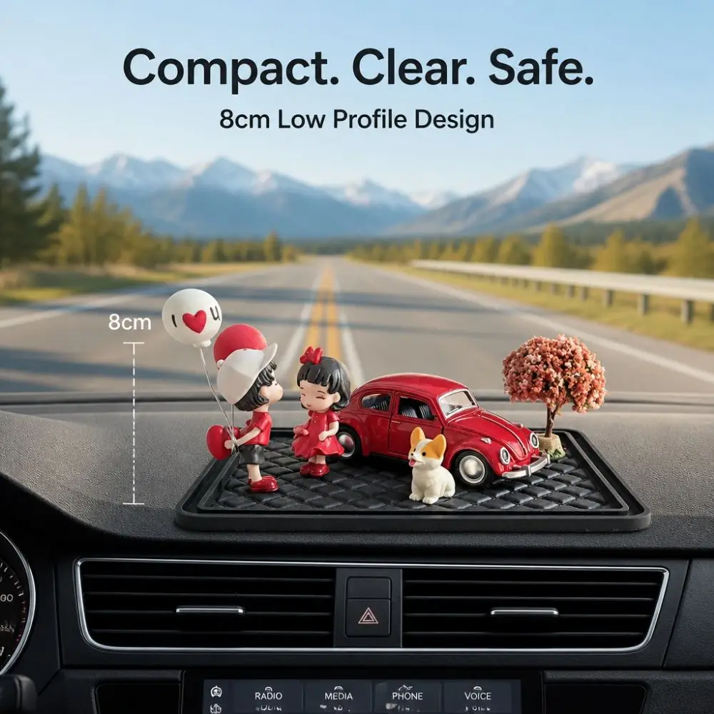 Cute Romantic Couple Car Dashboard Decoration Set – Mini Vintage Red Car, DIY Resin Ornament, Suitable for All Vehicle Models