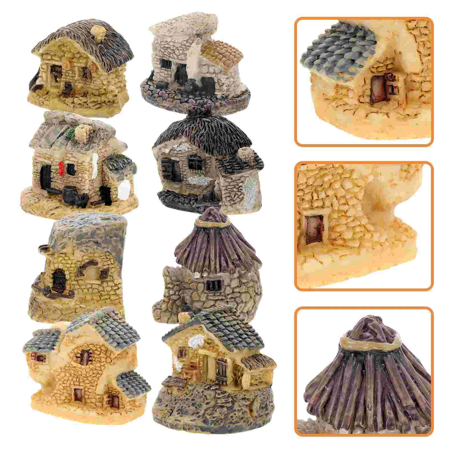 

House Fairy Village Miniature Mini Garden Resin Landscape Ornament Cottage Micro Stone Decor Supplies Christmas Aquarium