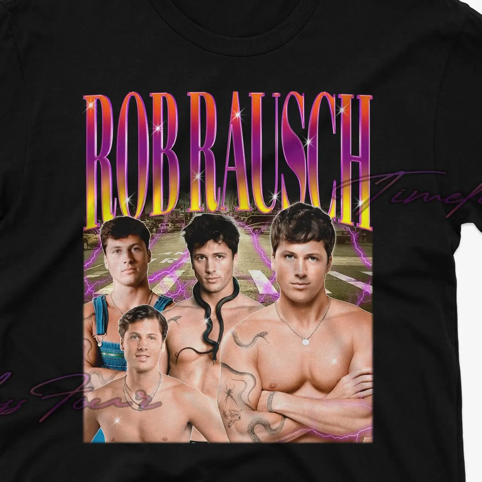 Rob Rausch Bootleg Rap T Shirt Retro 90s Vintage Style Fan Merch  vintage Washed streetwear Stretched Breathable fashion