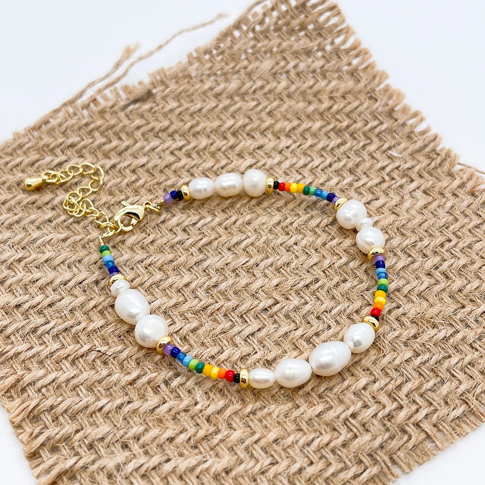 

KKBEAD Boho Natural Pearl Bracelets Jewelry Gift for Women Girls Fashion Bohemian Colorful Accessory Vacation Pulseras Femme