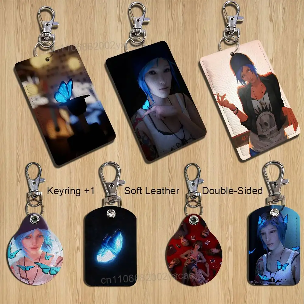 

blue Butterfly Life is Strange Cartoon Singer Anime Card Keychain Fashion Pendant Bag ID Door Card Case Bus Card Cute Adult
