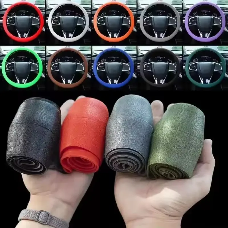 

Car Universal Silicone Steering Wheel Elastic Glove Cover Texture Soft Auto Multi Accessories Decoration DIY Covers Color