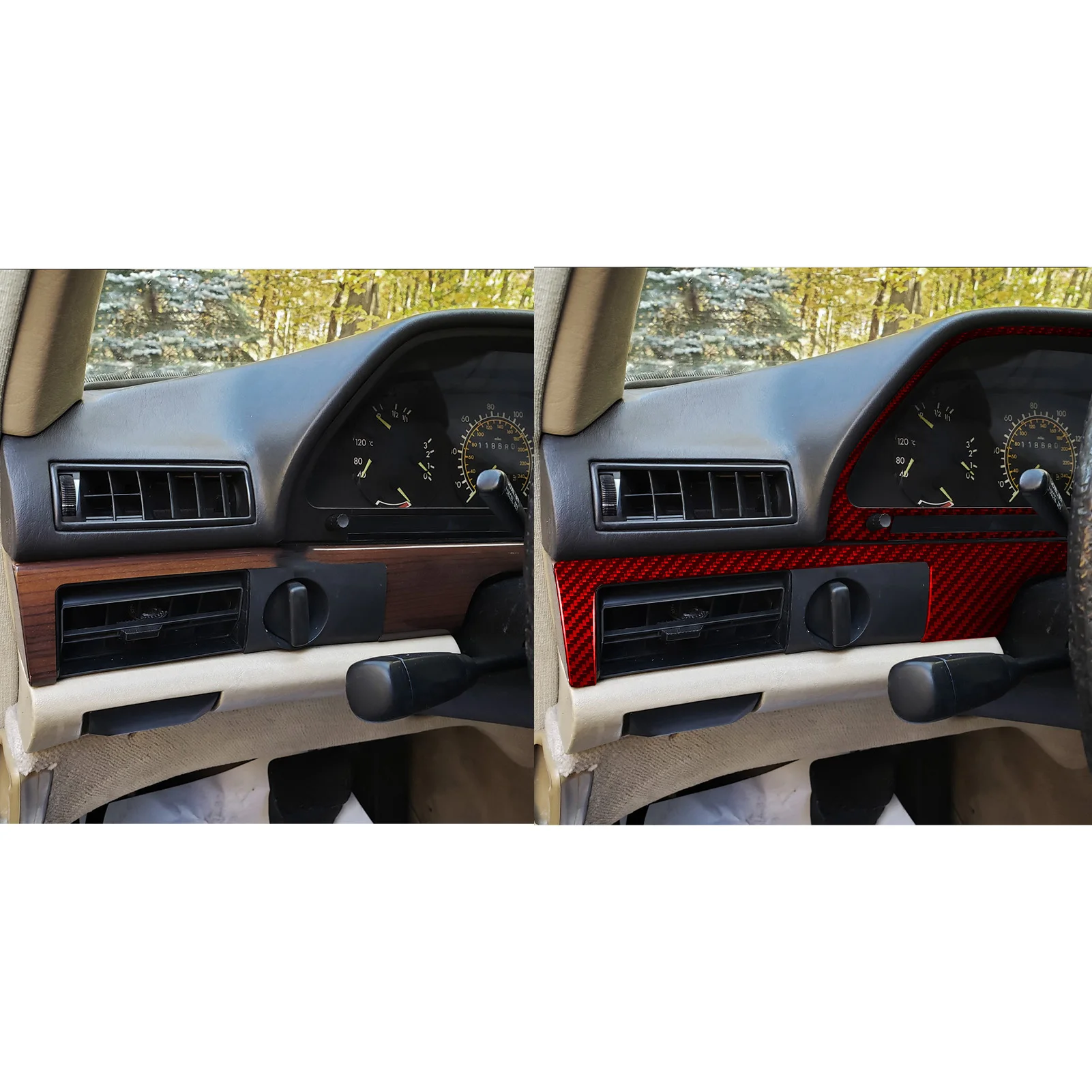 For Mercedes Benz S Class W126 1980-1991 Carbon Fiber Driver Passenger Side Set Trim Car Interior Accrssories Modify Sticker