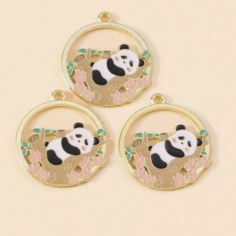 Leslie 10 Stück niedliche Tier-Cartoon-Anhänger mit großen Pandas für Halsketten, Armbänder, Ohrringe, Anhänger, DIY-Schmuckherstellungszubehör – Detail 2
