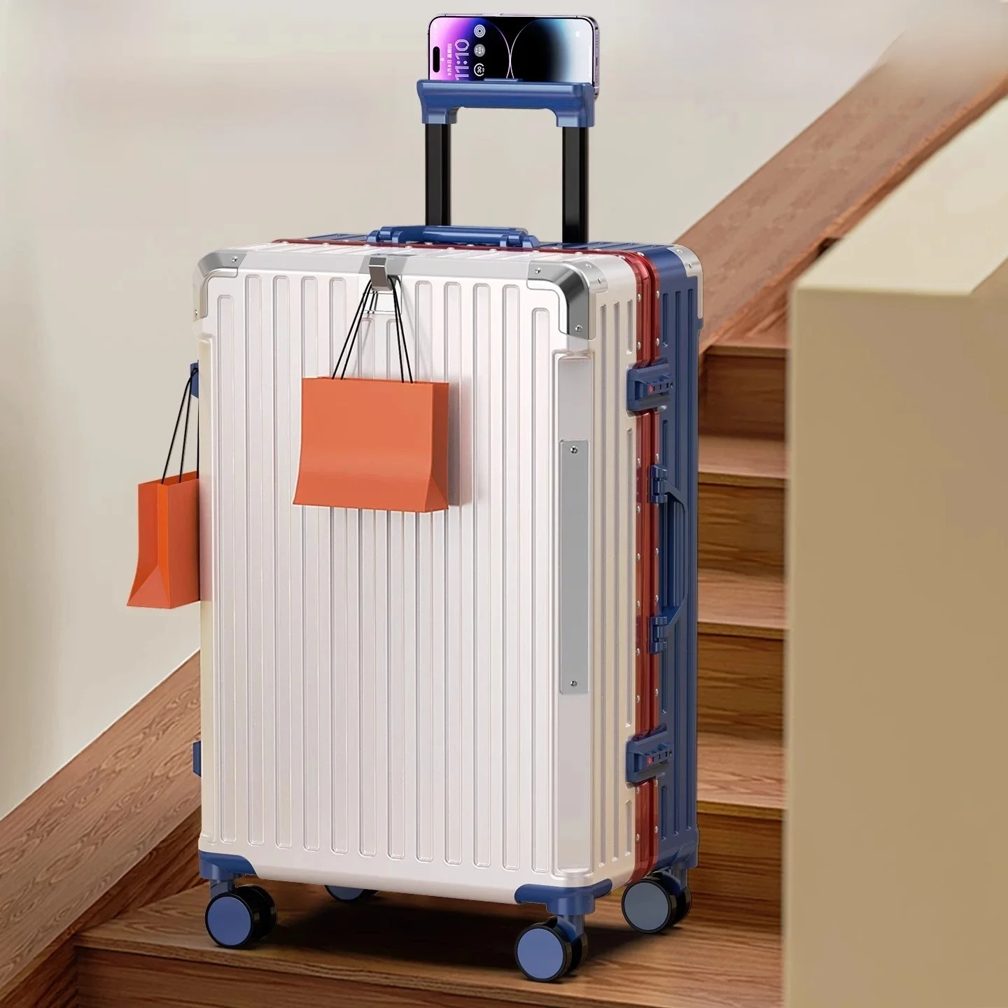 

Прочный чемодан Lage с алюминиевой рамой и тягой для путешествий, неисправный 20-дюймовый чемодан для ручной клади для мужчин и женщин