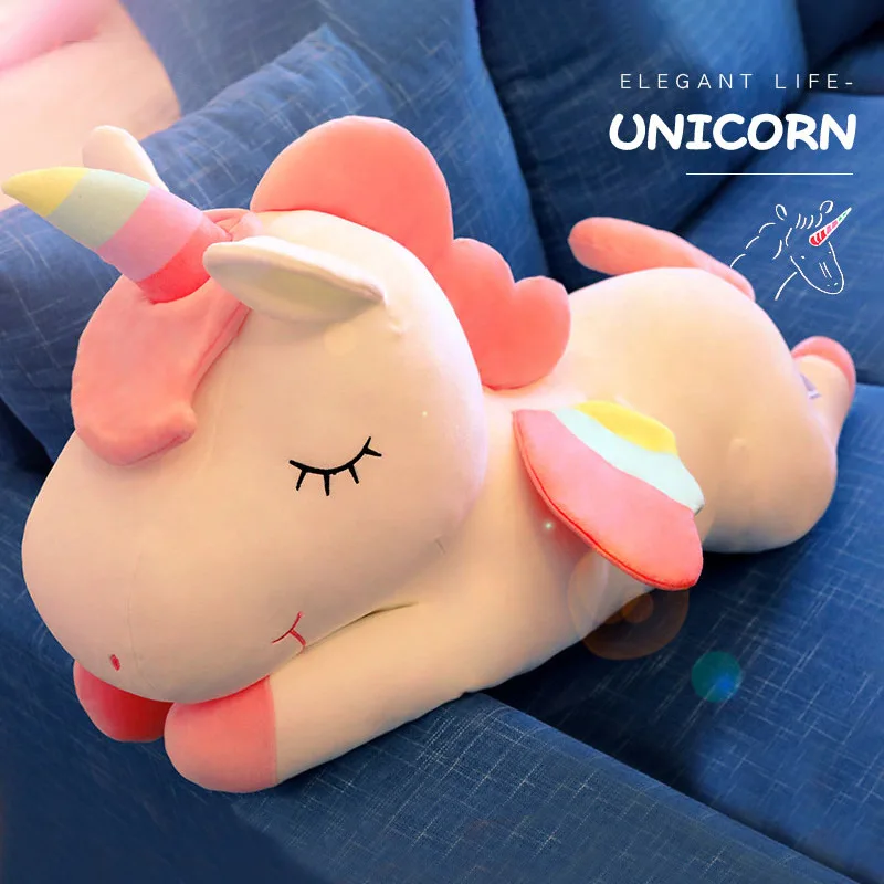 30/40cm unicornio juguetes de peluche muñeca Kawaii unicornio tumbado suave lindo blanco rosa caballo apaciguar muñeca juguetes niños niñas regalos de cumpleaños