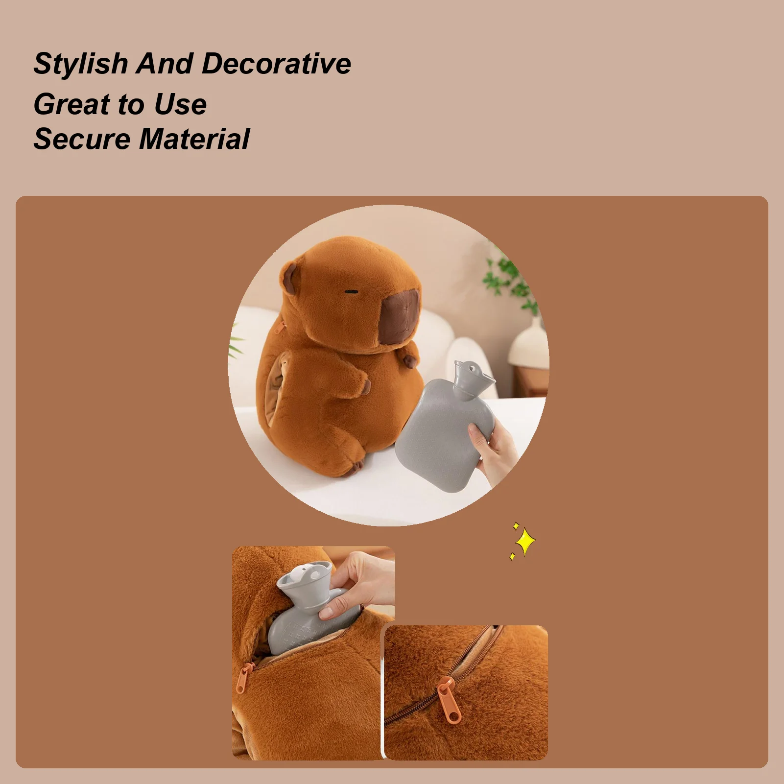 

Hand Warmer Stuffed Animal Capybara Hand Cuddle Stuffed Soft Warmer With Hot Water Bottle For Girls Ladies Children Chill
