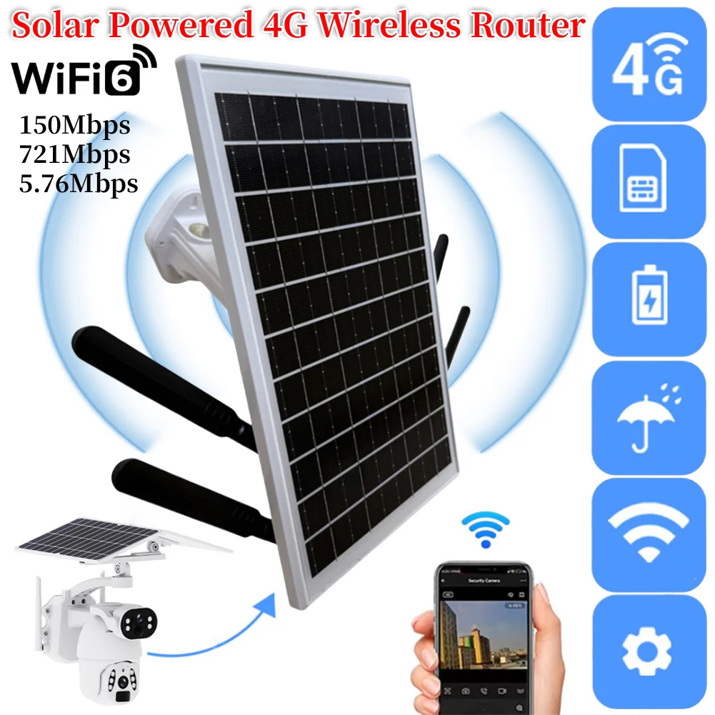 Router wireless esterno ad energia solare con slot per scheda SIM Router modem 4G LTE Hotspot WiFi per telecamera di sicurezza esterna Telefono PC