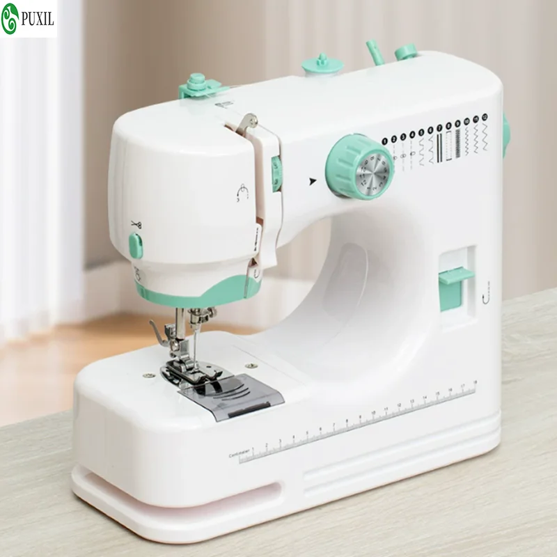Portable beginner sewing machine, equipped with 12 needle pattern LED light pedal double line sewing kit, inserted into 220V