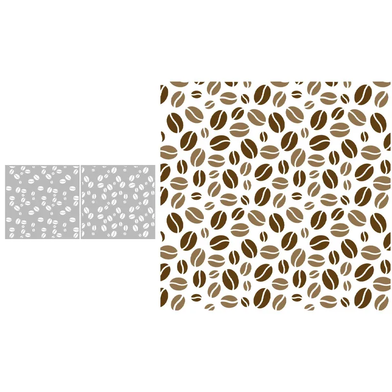 

2PCs Coffee Beans Plastic Stencils For Decor DIY Scrapbooking Supplies Stencil For Cards Albums Diary Background