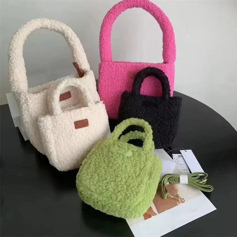 Sac à bandoulière en peluche pour femme, agneau, sourire, doux, une initiative, déterminer, nouveau, automne, hiver, E27