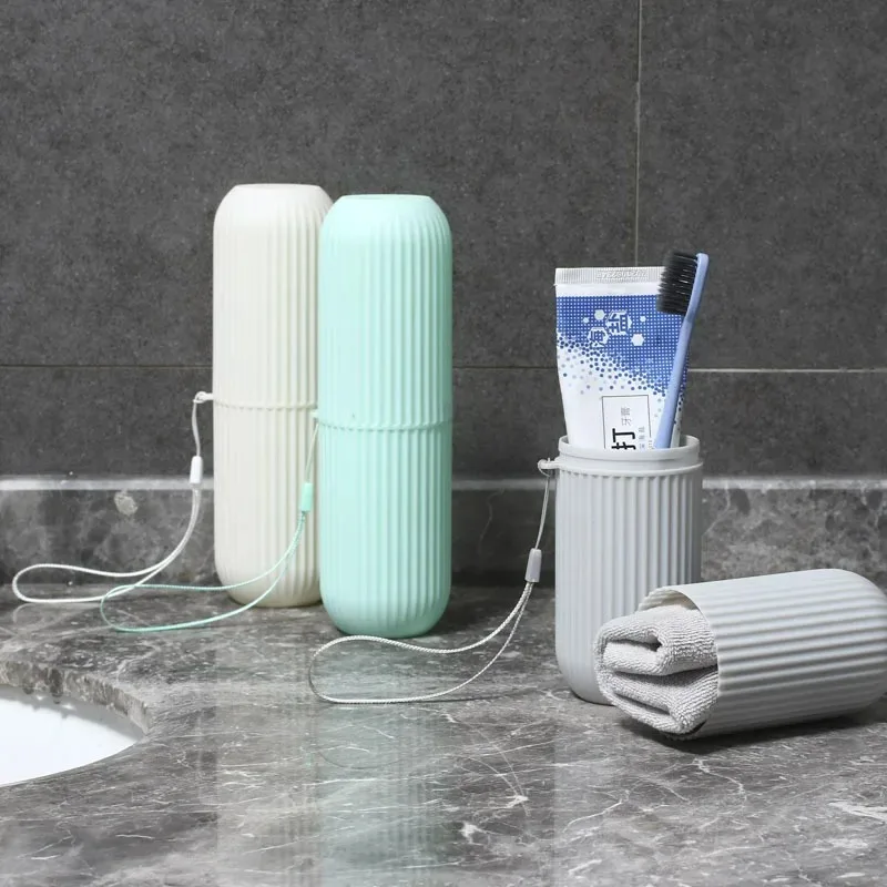 Travel Portable Toothbrush Cup Bathroom Toothpaste Holder Storage Case Box Organizer Travel Toiletries Storage Cup New Creative
