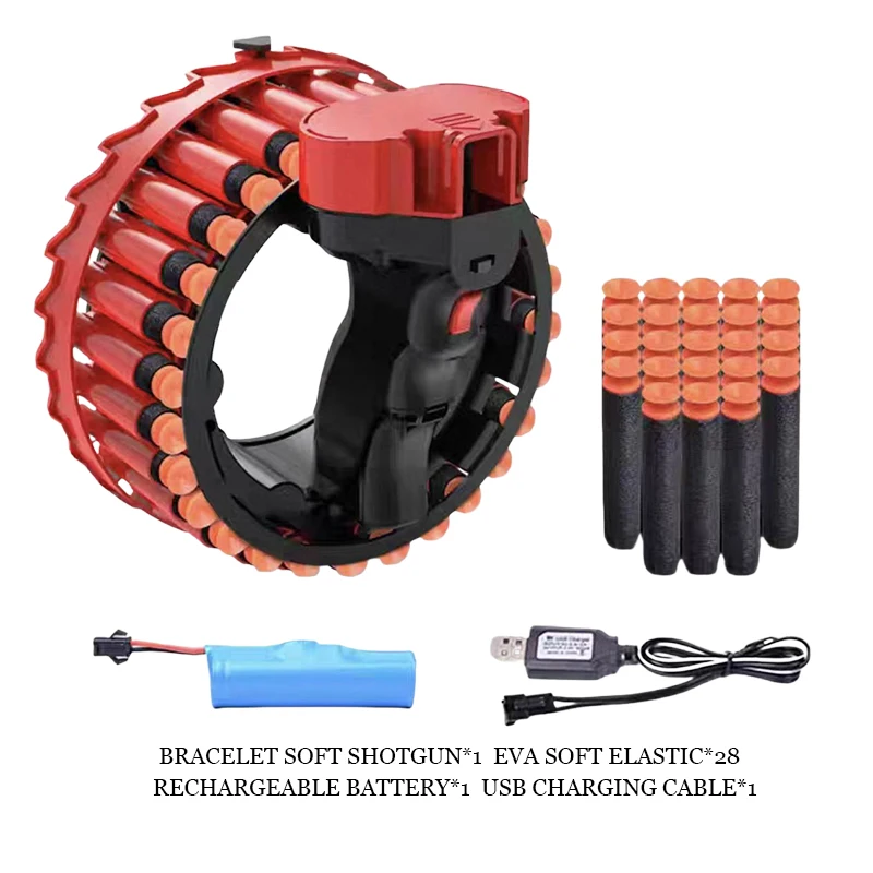 

Моторизованная электрическая игра в дартс: автоматическая наручная игрушка с 28 мягкими безопасными дротиками из пенопласта. Подарочный набор с перезаряжаемыми батареями