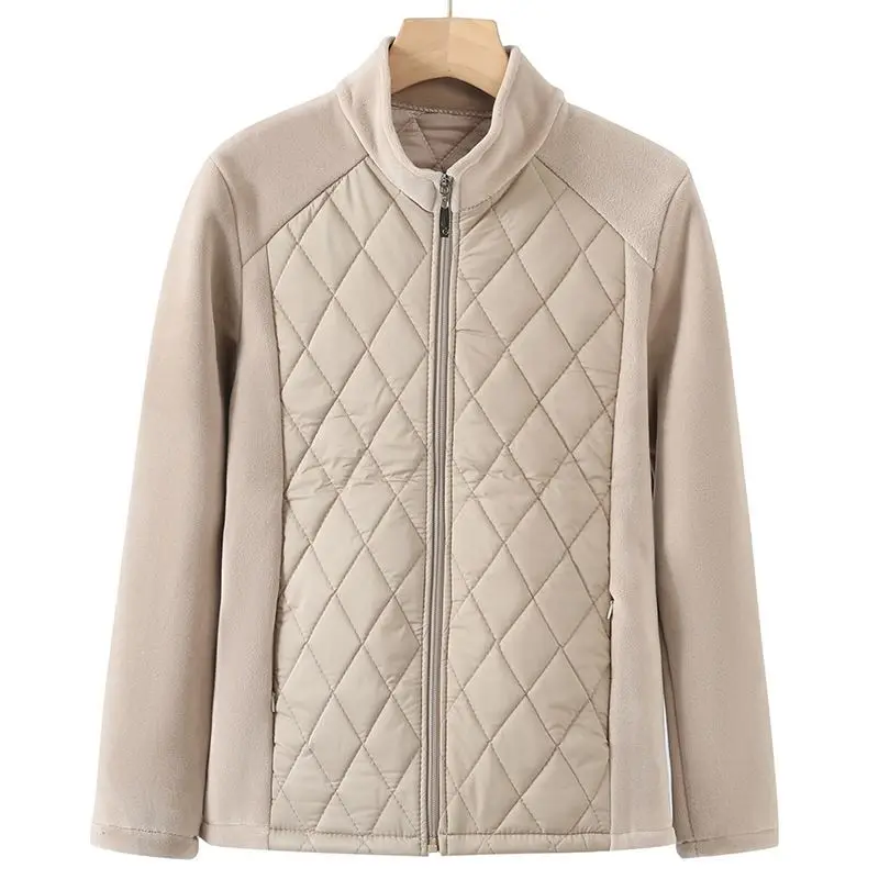 Women's Coats Cotton-Padded Quilted Patchwork Fleece Windproof Lightweight Zip-up Sweatshirt Pockets Sports Autumn Winter Jacket