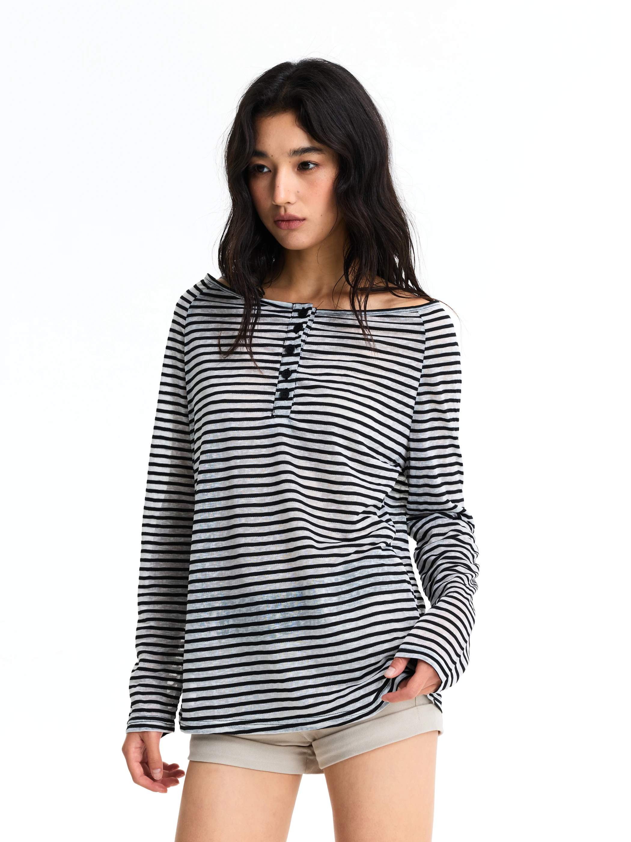 YEBOUN Autumn High-End Striped Sun Protection Long Sleeve Women's Slim Fit Trendy Top American Style Casual Loose Fit T-Shirt
