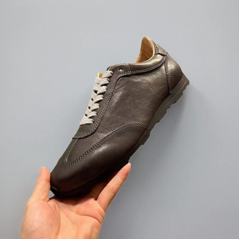 

Кроссовки из натуральной кожи в британском стиле, мужские оксфорды, весенне-осенние дышащие повседневные спортивные туфли на плоской подошве, мужские кроссовки