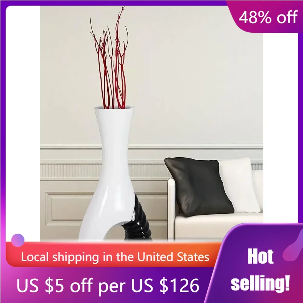 

Modern Black and White Large Floor Vase - 43 Inch Freight Free Decoration Home Decorations Decor Garden