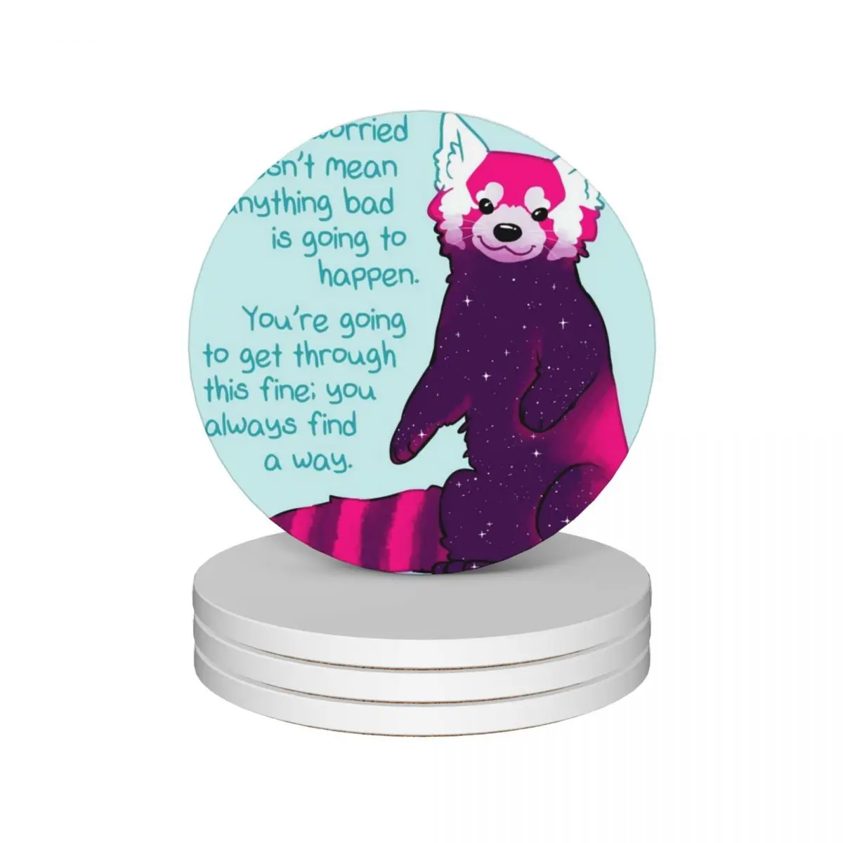 Feeling Worried Doesn't Mean Anything Bad Is Going to Happen Galaxy Red Panda Ceramic Coasters (Set of 4) Cup for tea Coasters