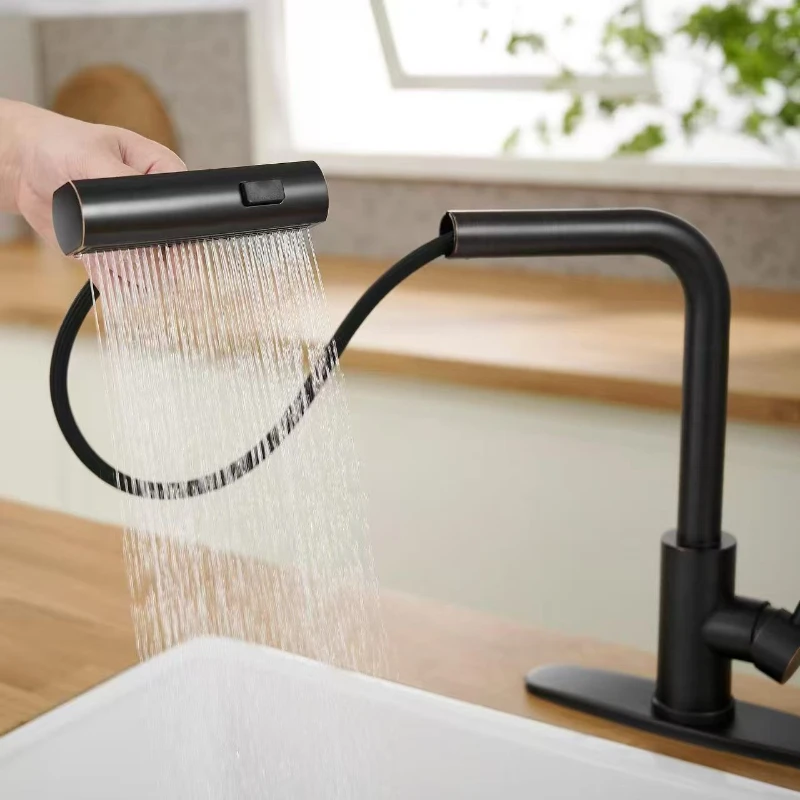 Pull Out Kitchen Faucet Chrome Stainless Steel 360° Swivel Spout 3 Water Modes  Sprayer Sink Tap Anti-rust  Kitchen Water Tap
