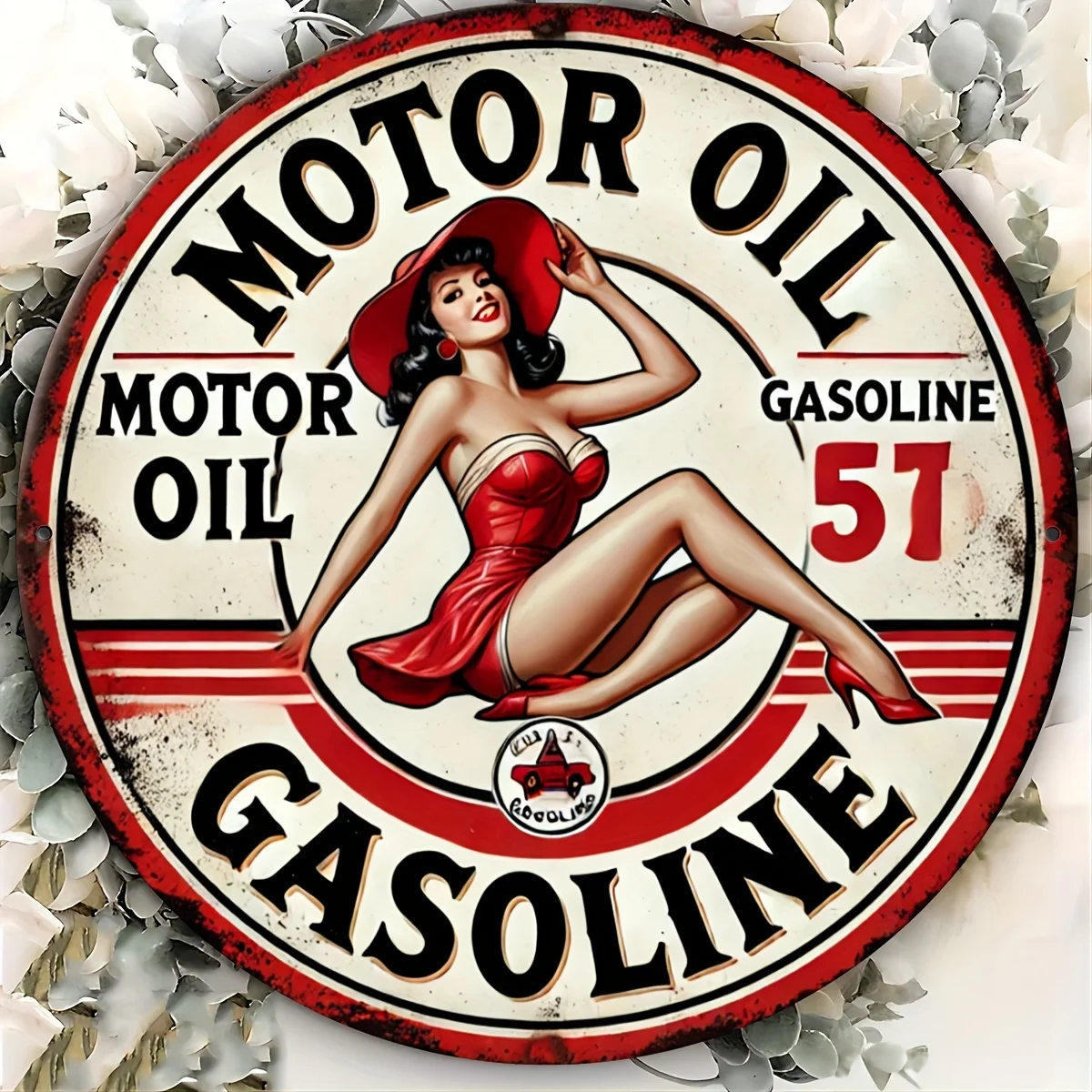2D Flat Printing 1 Piece of Metal Iron Sign, 7.8X7.8 Inch Vintage Motor Oil Sign: 2D Printed Metal Sticker, Suitable for Garage