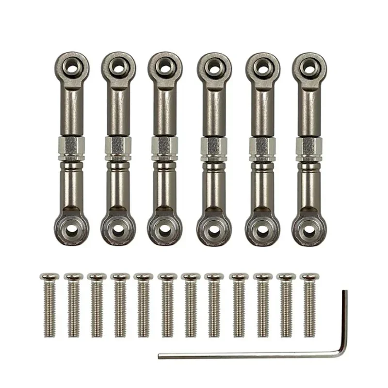 6Pcs Adjustable for Wltoys 1/18 A949 A959 A969 A979 K929 Aluminum Upgrade Spare Parts Metal Linkage Pull Rod Servo Link A959-B