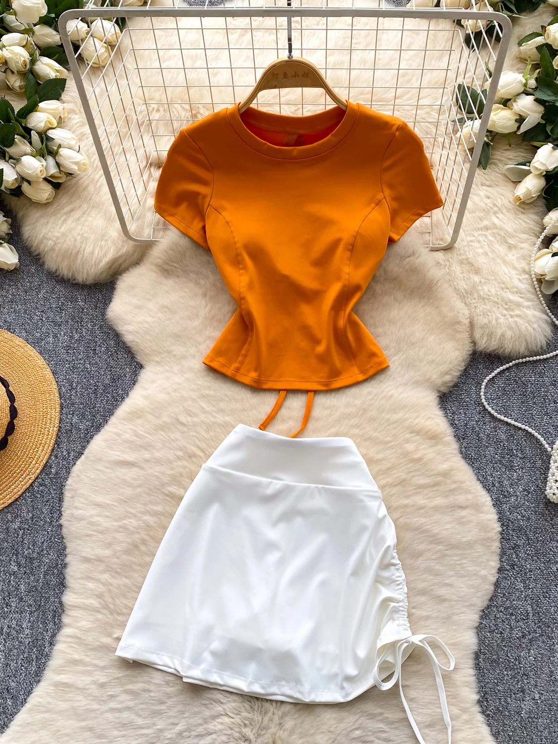 

Summer Casual Sportswear Set Women's Short Sleeve T-Shirt And Slim Fit Short Skirt Two-Piece Suit Pure Desire Style 2026