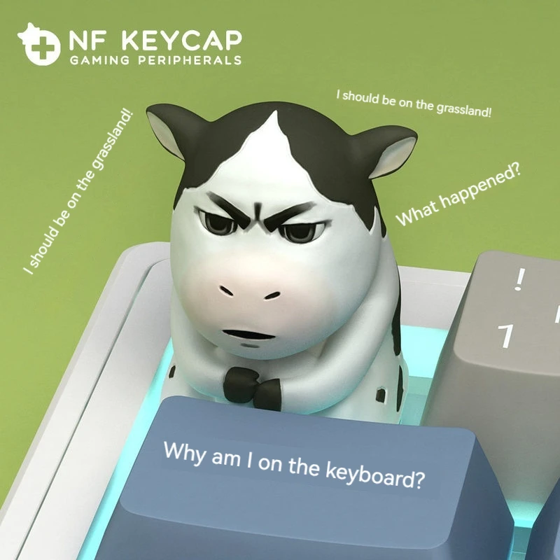 

Niu Niu Emoji Pack Keycaps Cartoon Moo Moo Creative Resin Keycaps Mechanical Keyboard Doll Pendant Keycaps