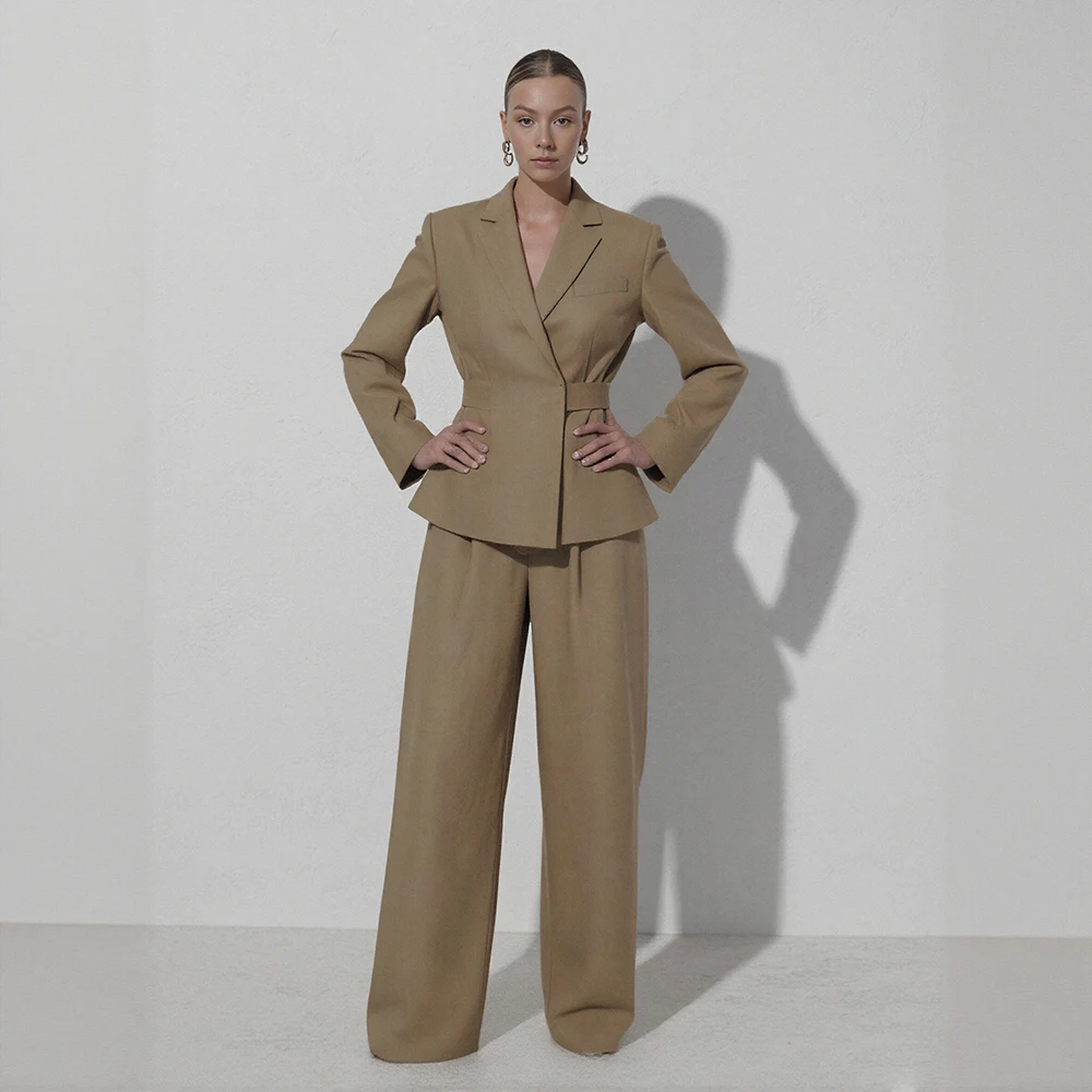 Casual Plus Size Suit Trousers Spring Dress Regular Fit Style Women's Fashion Big Size Set Long Pants Ensemble