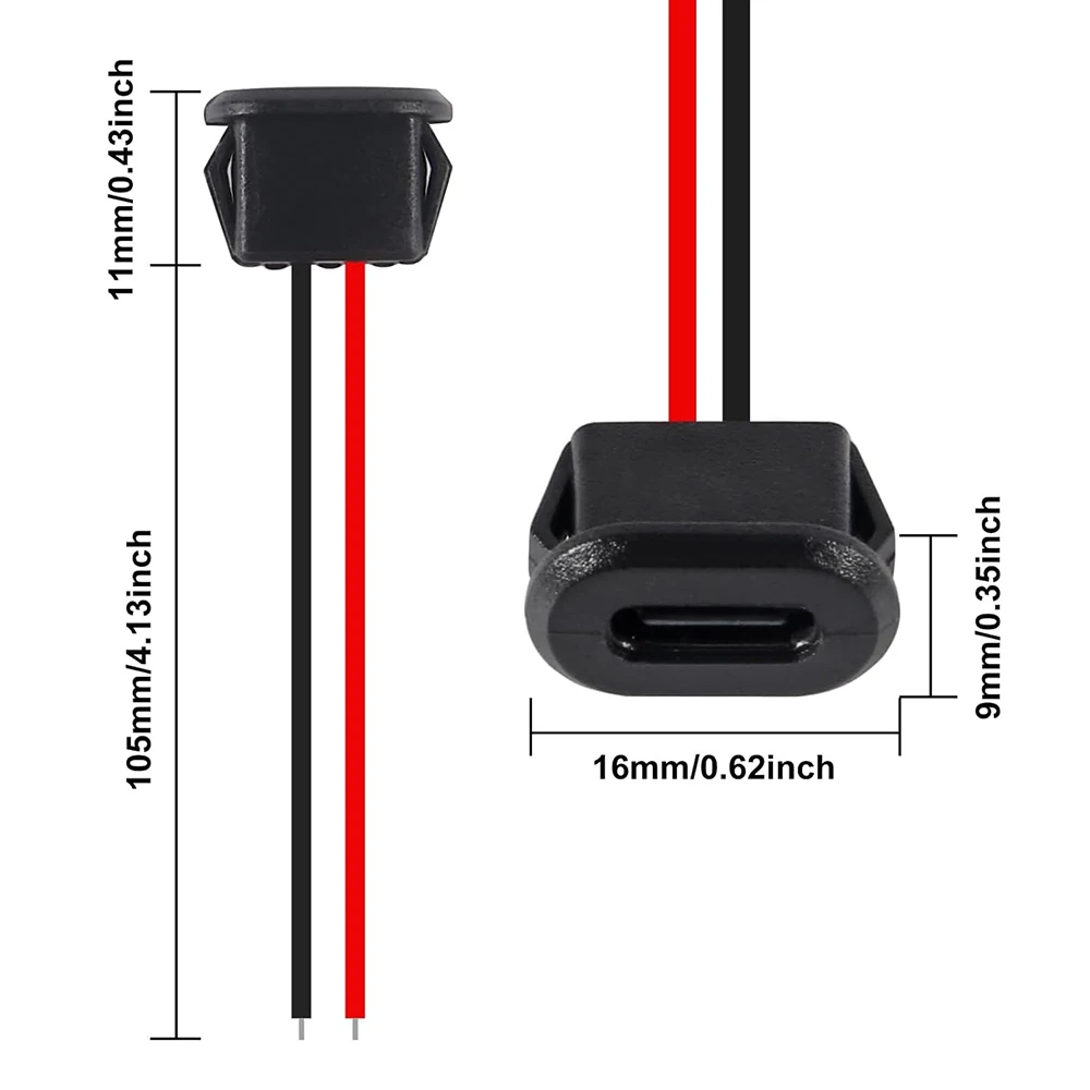 10 قطعة Type-C أنثى 2Pin USB موصل Type-C مقاوم للماء مع مقبس أنثى شحن سريع جاك شحن ميناء USB-C شاحن التوصيل
