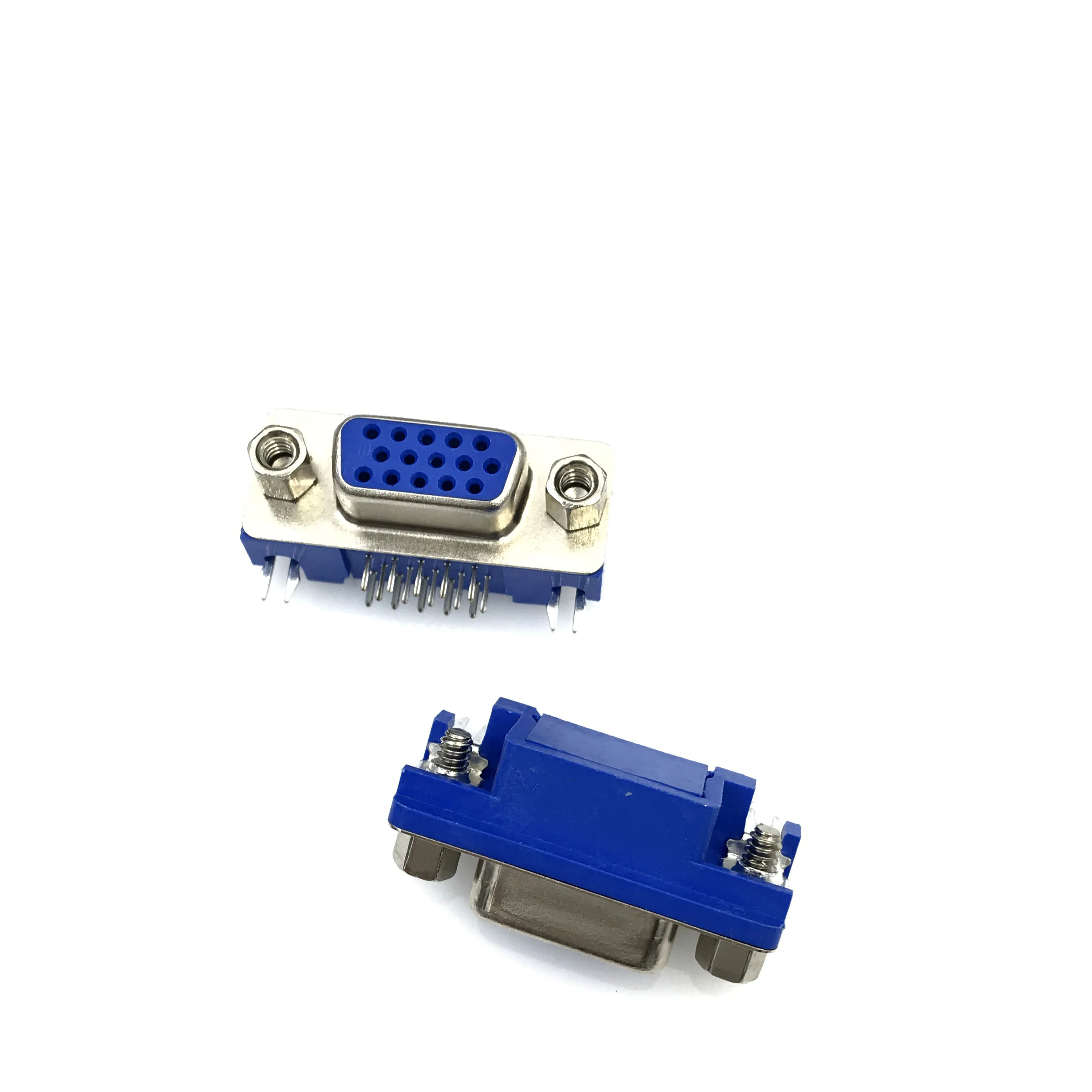 5Pcs/Lot Db15 Dr15 3Rows Blue Parallel Port 15 Pin D Sub Female 15 Way Pcb 90 Degree Connector Db15 Socket Plug Vga Adapter