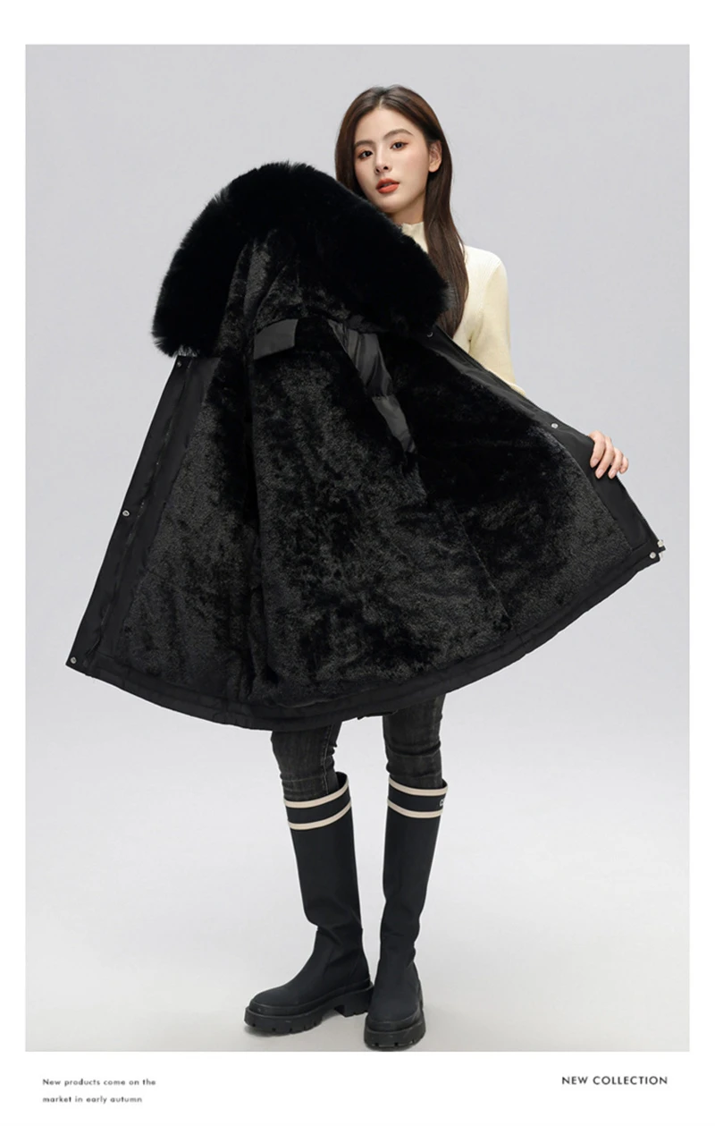 Winter Coat New Women's Thick Cotton Jacket Women's Medium Long Korean Version Fur Collar Coat Female Warm Parka Overcoat