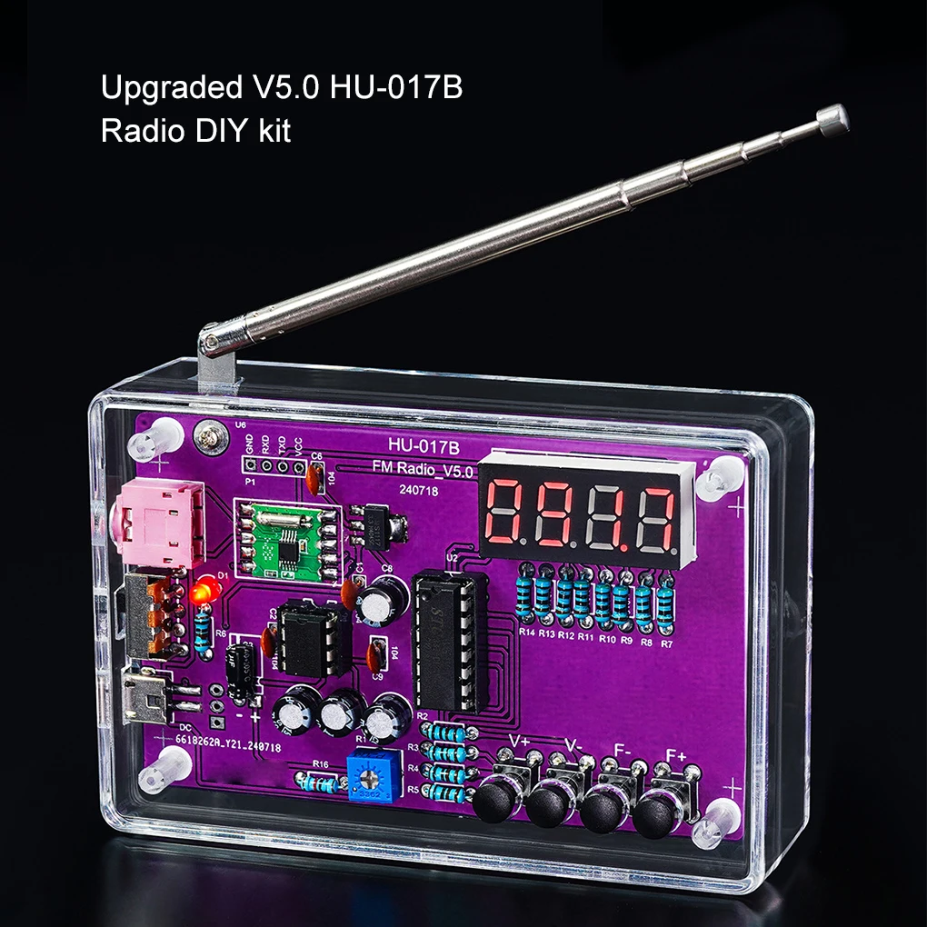 

HU-017B DIY FM Radio Elektronische Kit Instelbare Frequentie 87-108Mhz Digitaal Display Solderen Project Praktijk Soldeer Kit