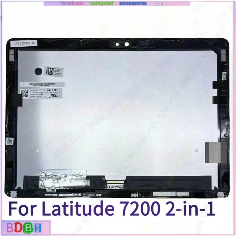 ZQ  For Dell Latitude 7200 2-in-1 Display LQ123N1JX35 12.3'' FHD  LCD Touch Screen Digitizer Assembly DP/N:06R3F2 007H48 7210